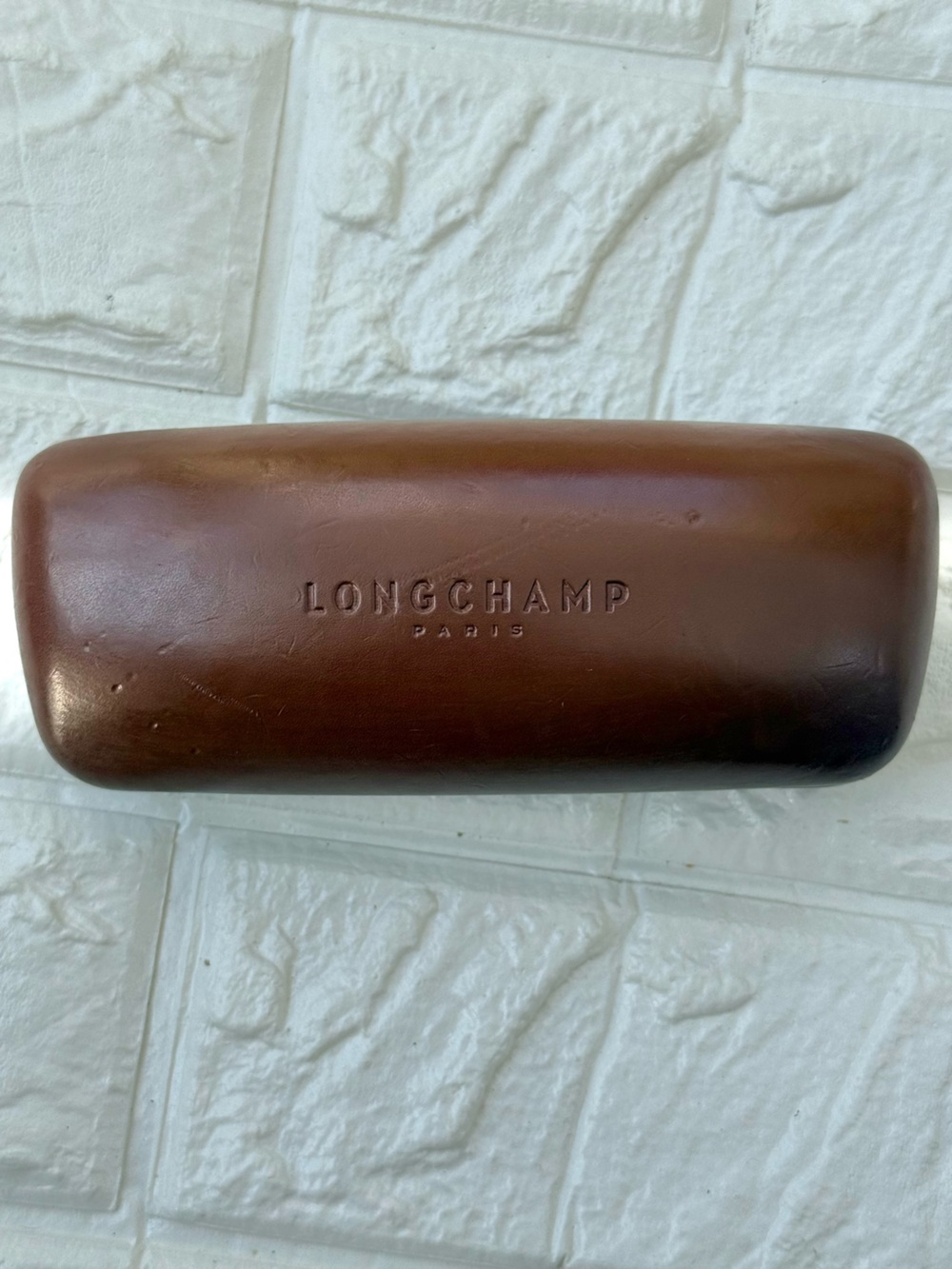 Longchamp Paris Brown Leather Hard Shell Sunglasses Sun Eye Glass Glasses Case
